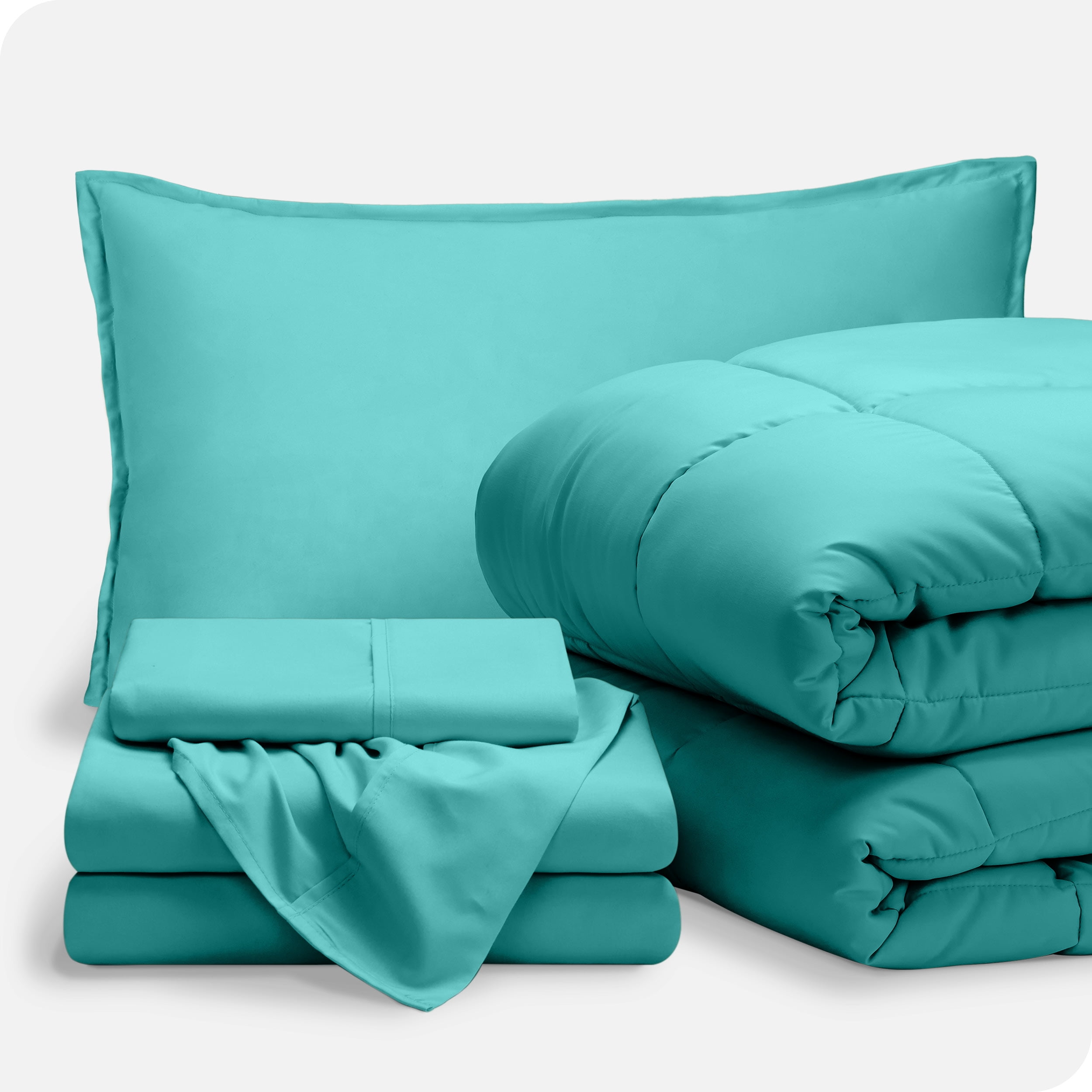 Bare Home 5Piece BedinaBag Twin, Turquoise with Turquoise Sheet Set