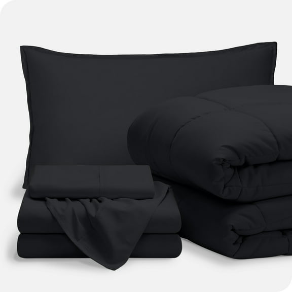 Bare Home 5-Piece Bed-in-a-Bag - Twin XL, Black with Black Sheet Set