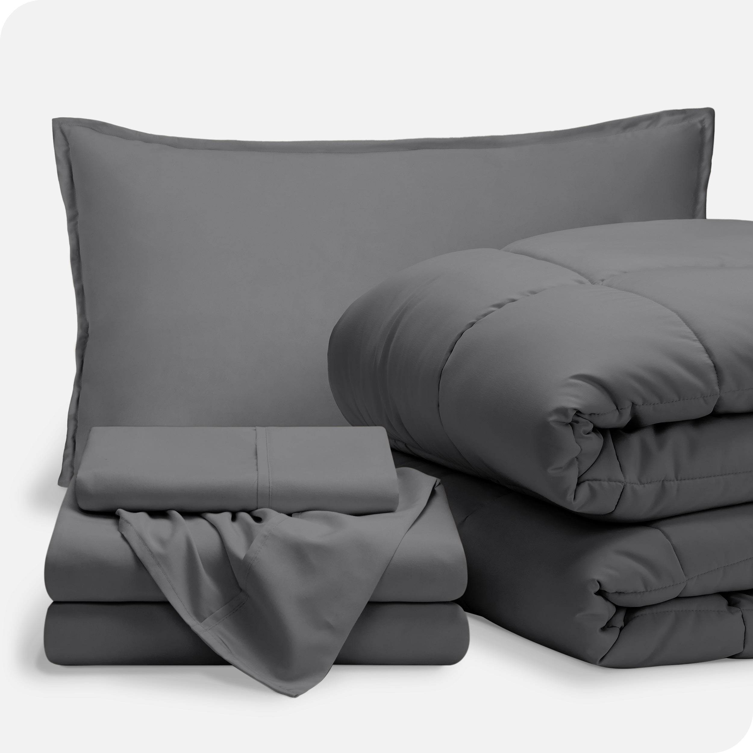 Bare Home 5-Piece Bed-in-a-Bag - Twin XL, Gray with Gray Sheet Set ...