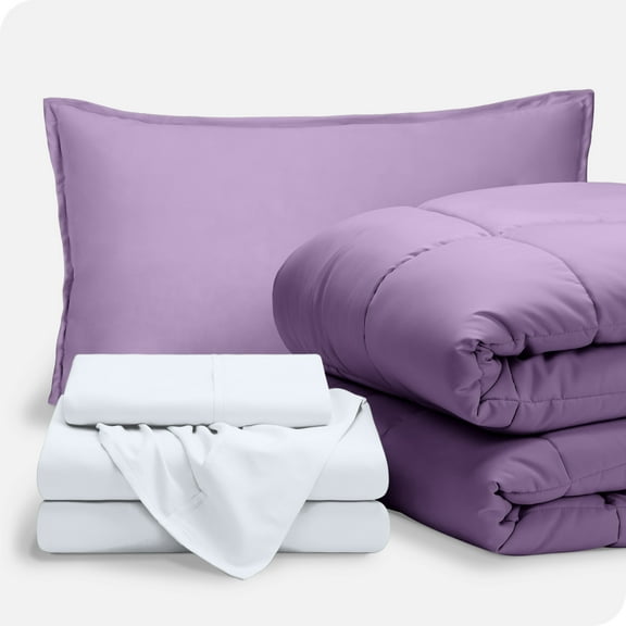 Bare Home 5-Piece Bed-in-a-Bag - Twin XL, Lavender with White Sheet Set