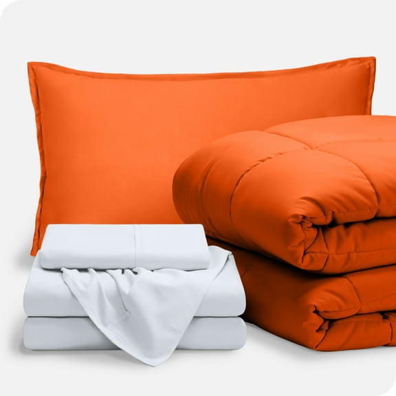 Bare Home 5-Piece Bed-in-a-Bag - Twin XL, Orange with White Sheet Set