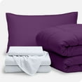 thumbnail image 1 of Bare Home 5-Piece Bed-in-a-Bag - Twin XL, Plum with White Sheet Set, 1 of 8