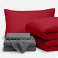 thumbnail image 1 of Bare Home 5-Piece Bed-in-a-Bag - Twin XL, Red with Gray Sheet Set, 1 of 8