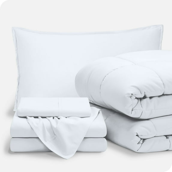 Bare Home 5-Piece Bed-in-a-Bag - Twin XL, White with White Sheet Set