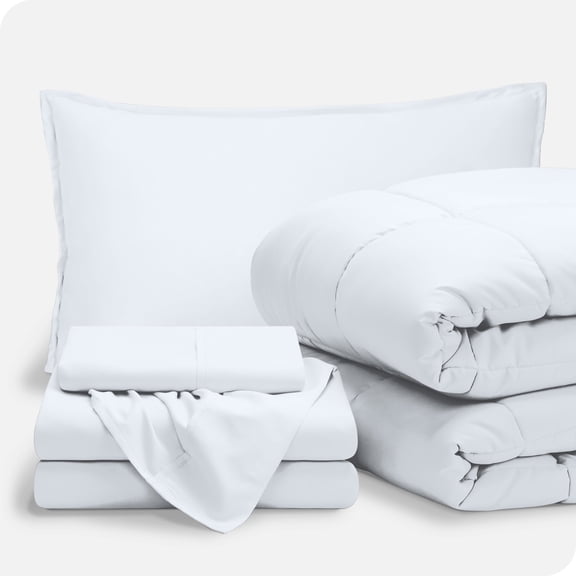 Bare Home 5-Piece Bed-in-a-Bag - Twin XL, White with White Sheet Set