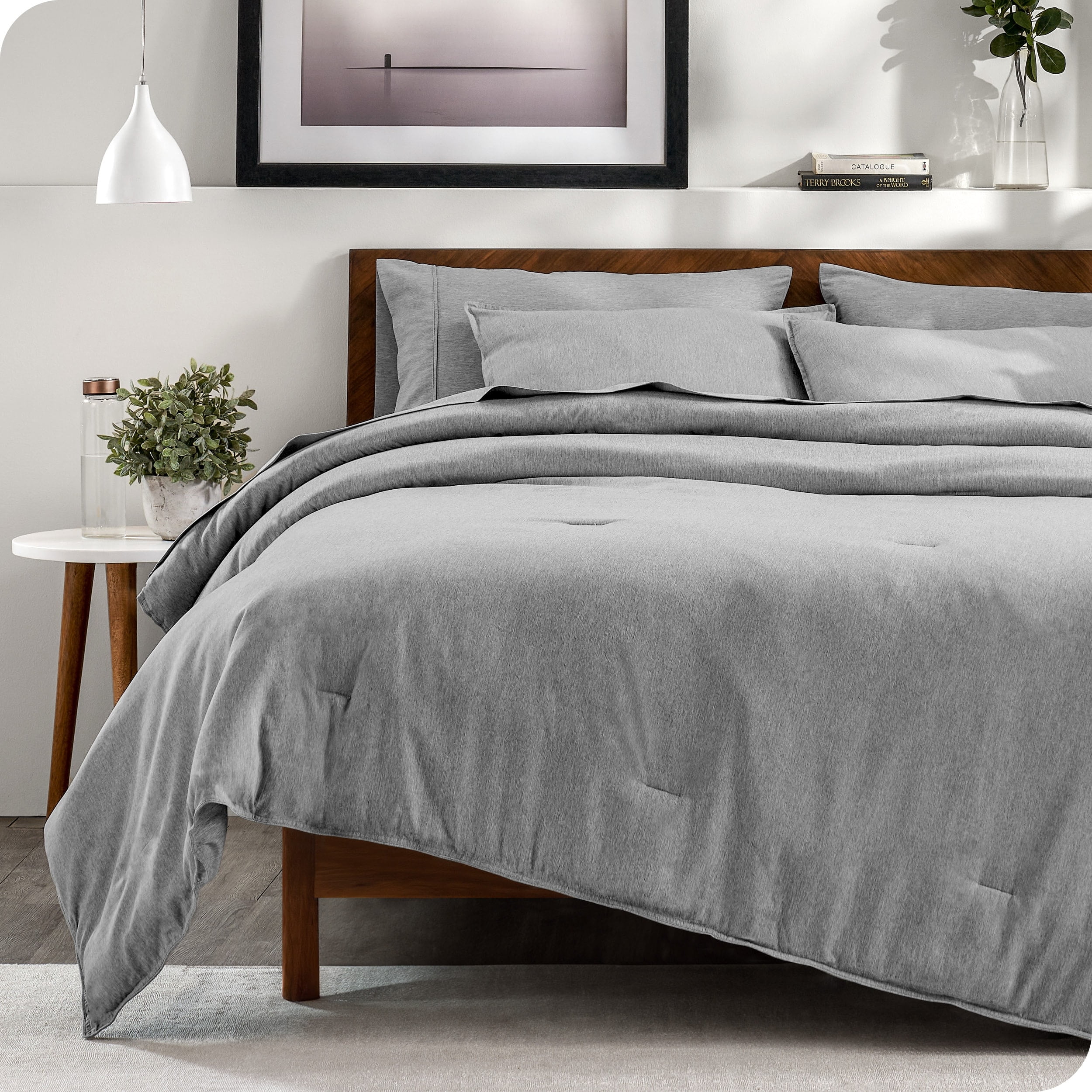Heather Charcoal Twin XL Microfiber Down Alternative Bedding Set