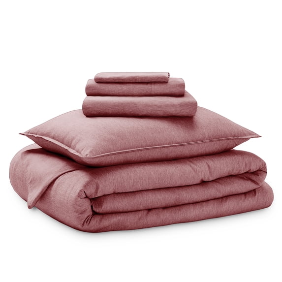 Bare Home 5-Piece Heathered Bed in a Bag, Twin XL, Heather Rosewood