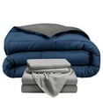 thumbnail image 1 of Bare Home 5-Piece Reversible Bed-in-a-Bag, California King, Dark Blue/Gray Comforter with Light Gray Sheet Set, 1 of 7
