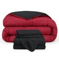 thumbnail image 1 of Bare Home 5-Piece Reversible Bed-in-a-Bag - Premium 1800 Collection - California King, Black/Red Comforter with Black Sheet Set, 1 of 8