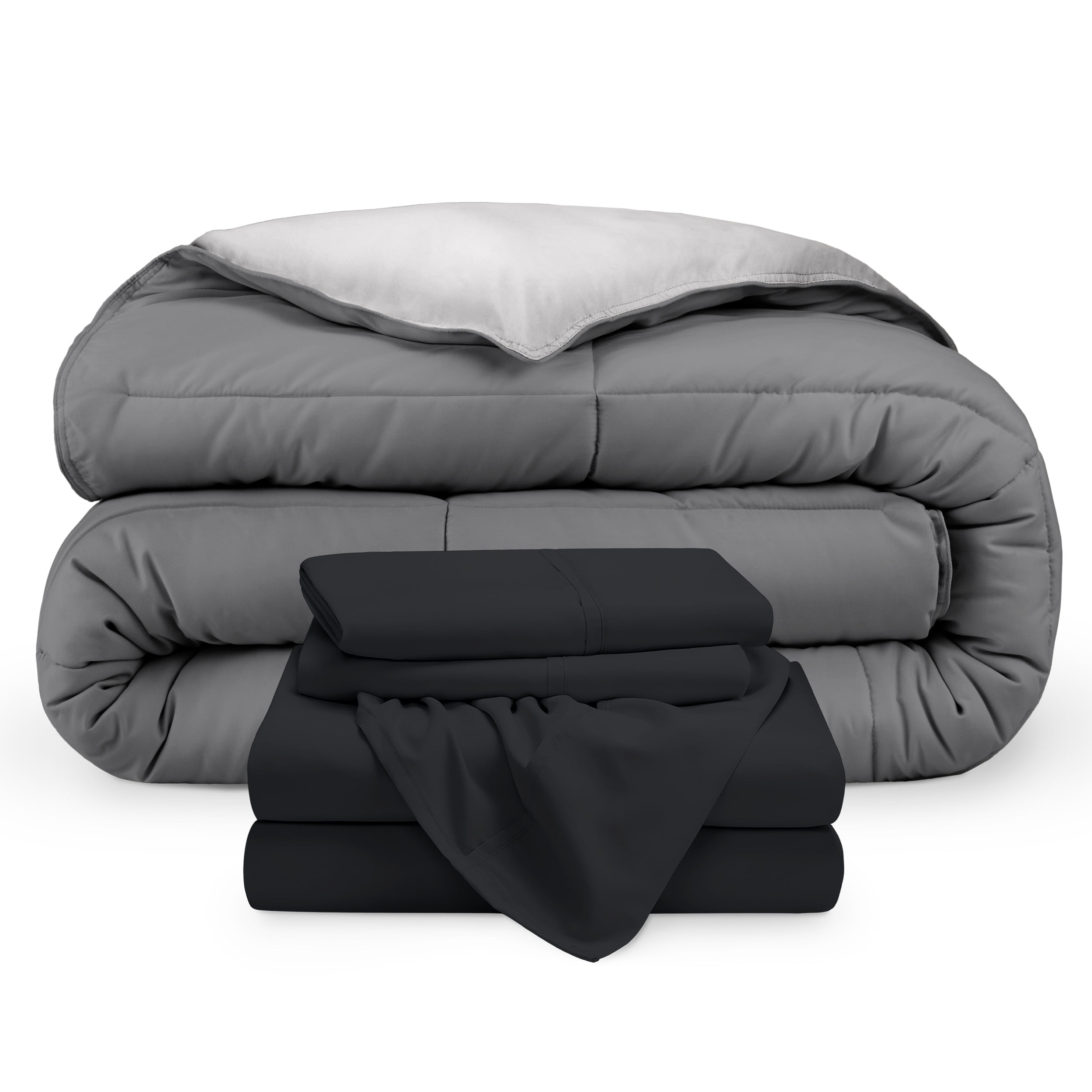 California King Multicolor Microfiber Reversible Bed-in-a-Bag Set