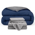thumbnail image 1 of Bare Home 5-Piece Reversible Bed-in-a-Bag - Premium 1800 Collection - Full, Dark Blue/Gray Comforter with Light Gray Sheet Set, 1 of 8