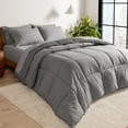 thumbnail image 1 of Bare Home 5-Piece Reversible Bed-in-a-Bag - Premium 1800 Collection - Full XL, Light Gray/Gray Comforter with Light Gray Sheet Set, 1 of 10