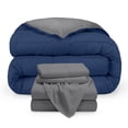 thumbnail image 1 of Bare Home 5-Piece Reversible Bed-in-a-Bag - Premium 1800 Collection - Queen, Dark Blue/Gray Comforter with Gray Sheet Set, 1 of 10