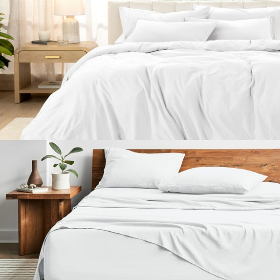 Bare Home 6-Piece Bedding Duvet and Sheet Set - Twin XL Size, Sandwash White with White Duvet Insert