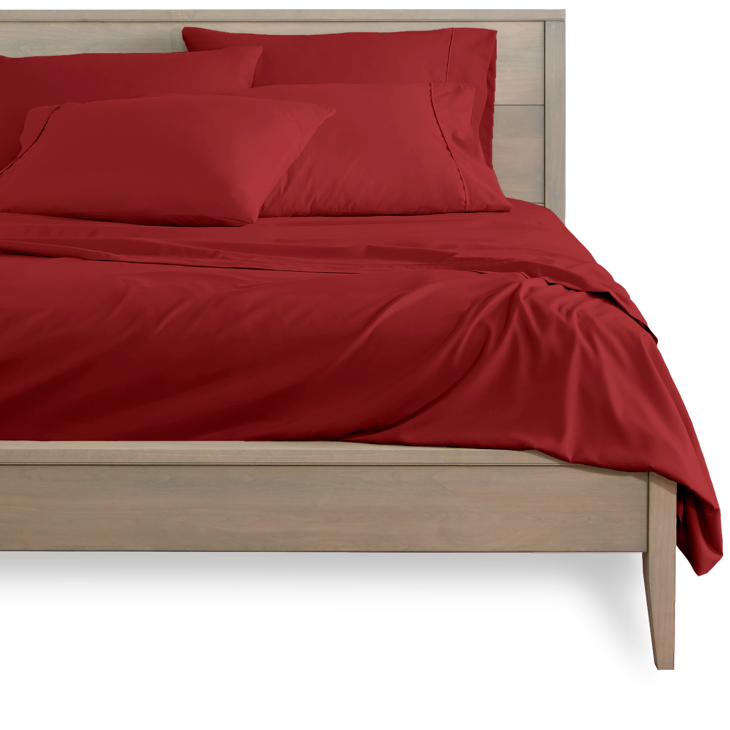 Bare Home 6 Piece Sheet Set, Microfiber, 2 Extra Pillowcases, Cal King, Red