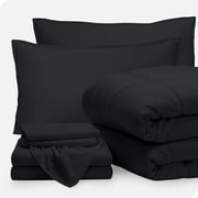 Bare Home 7-Piece Bed-in-a-Bag - Queen, Black with Black Sheet Set