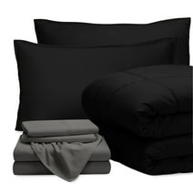 Bare Home 7-Piece Bed-in-a-Bag - Queen, Black with Grey Sheet Set
