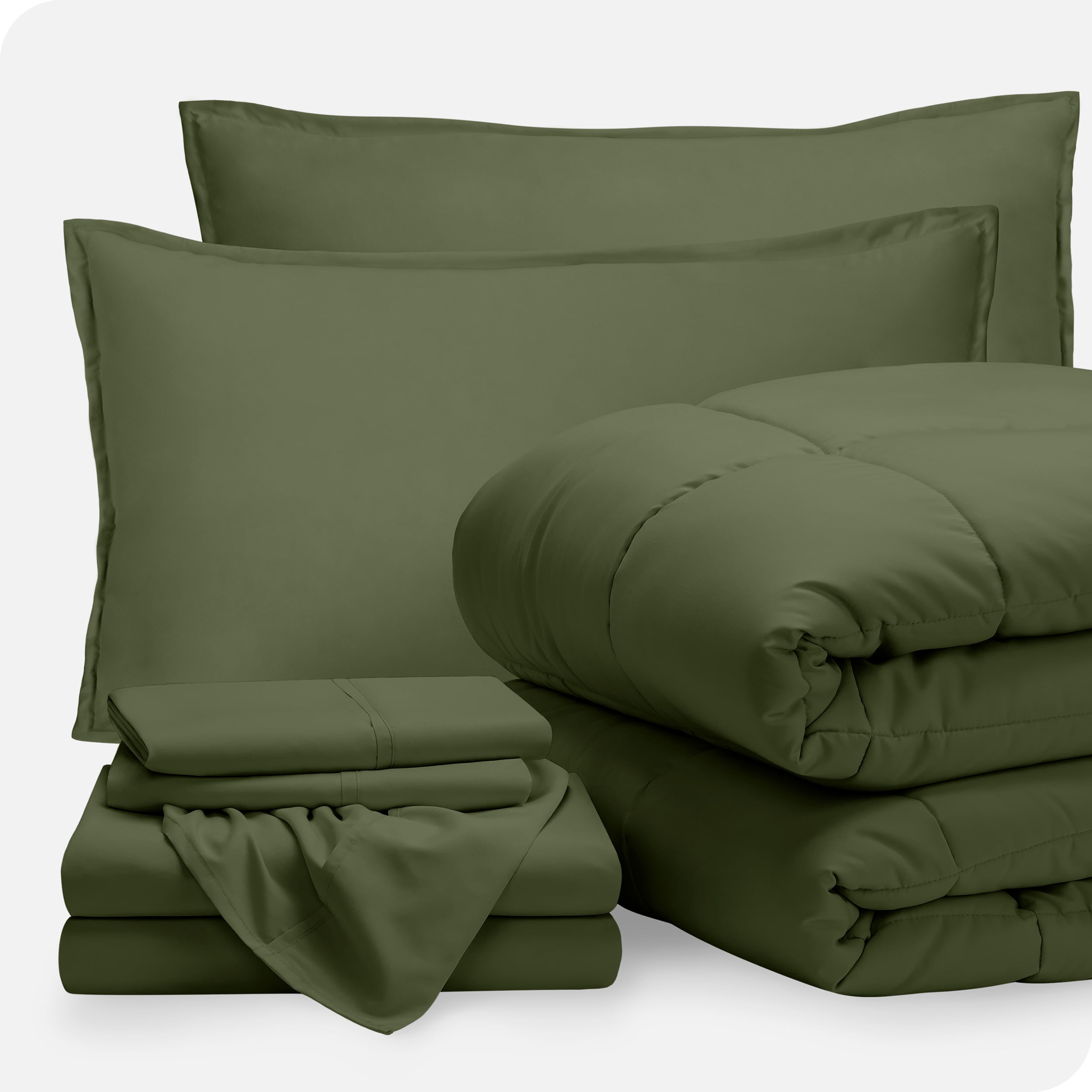 Queen Green Microfiber Down Alternative Bed-in-a-Bag Set