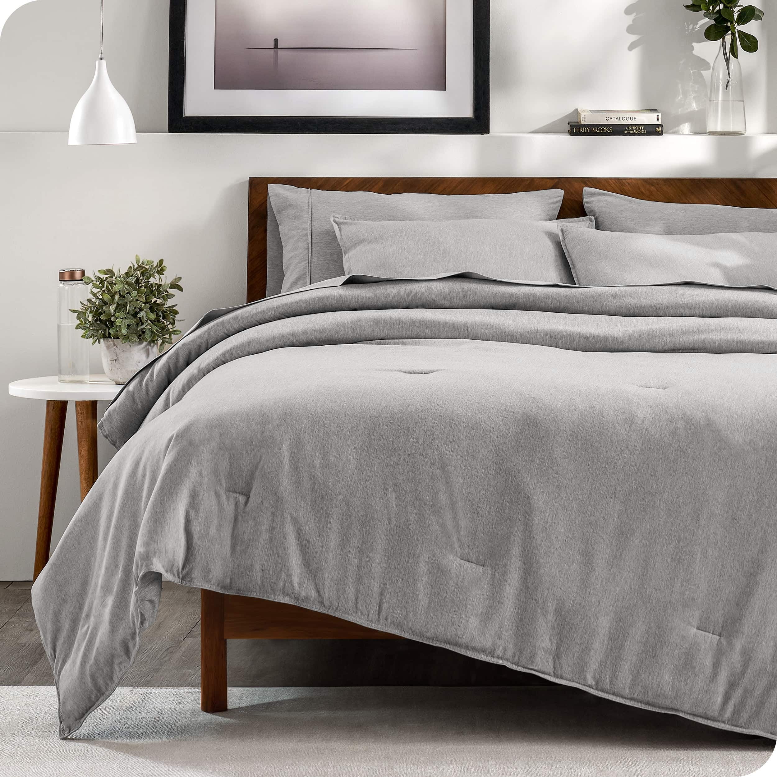 California King Heather Pewter Microfiber Bed in a Bag Set
