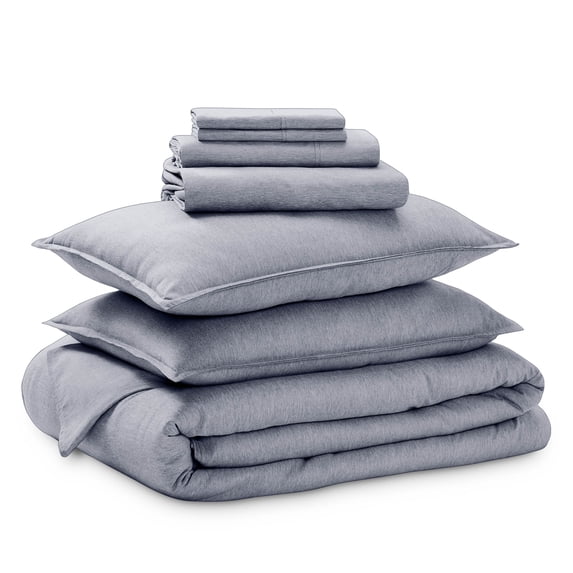 Bare Home 7-Piece Heathered Bed in a Bag, Full, Heather Midnight Blue