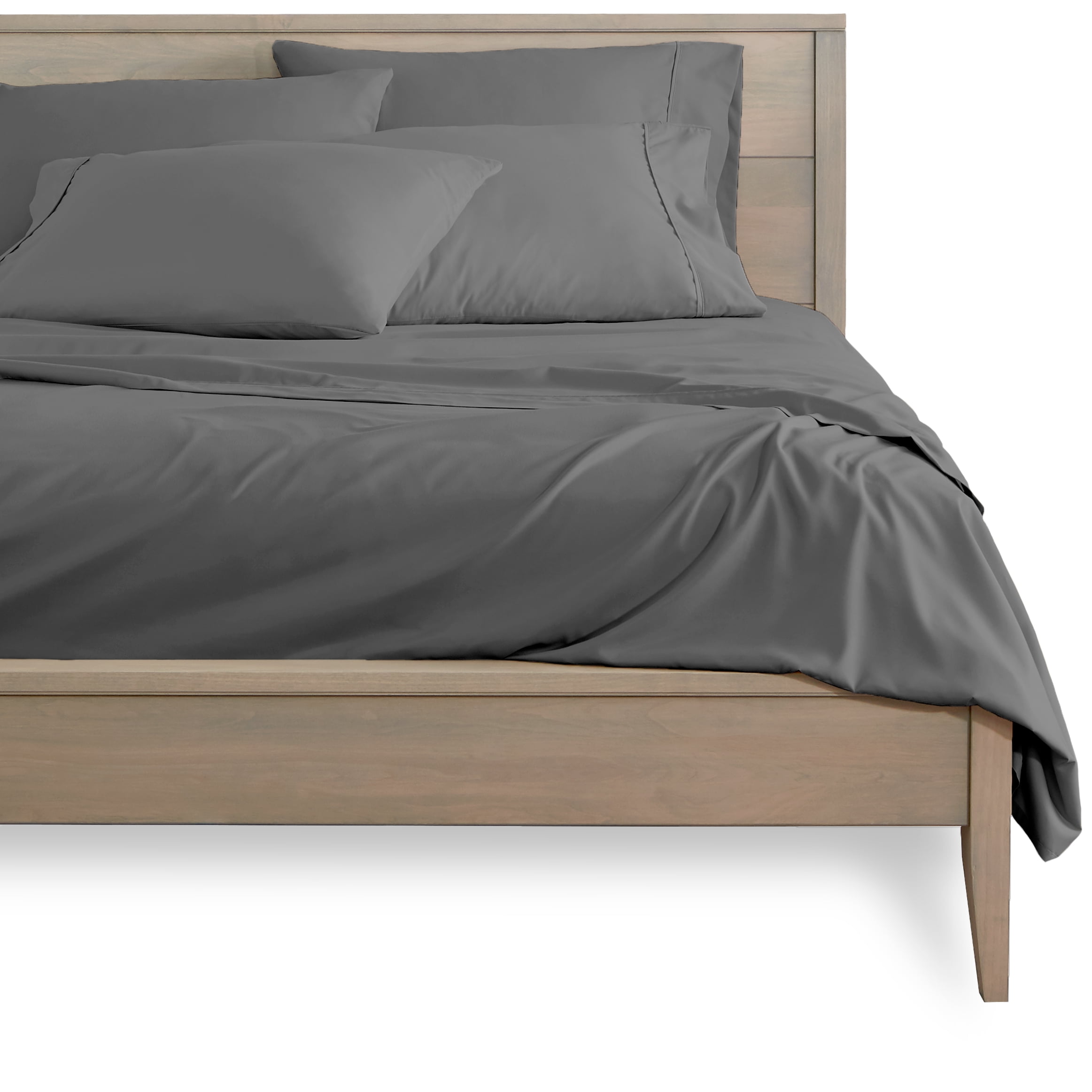 Bare Home 7 Piece Sheet Set, Microfiber, 2 Extra Pillowcases, Split Queen, Gray