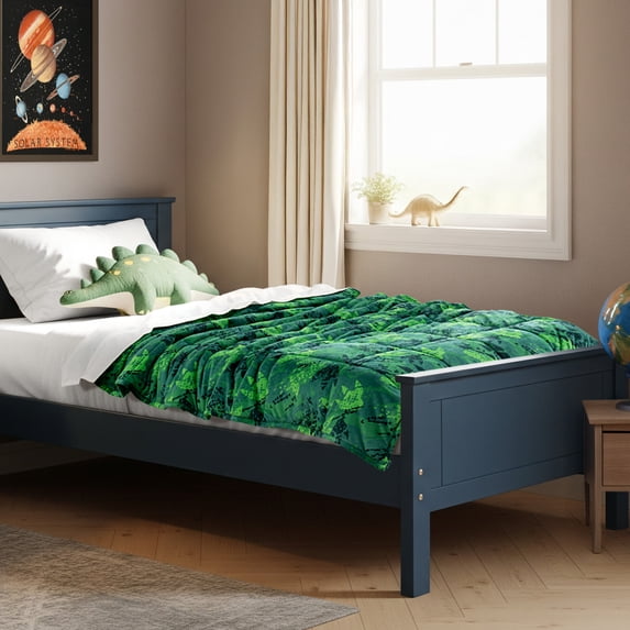 Bare Home 7 lbs Weighted Blanket for Kids - 40" x 60" - Minky Fleece, Dinosaur
