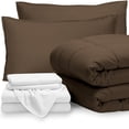 thumbnail image 1 of Bare Home 8-Piece Bed-in-a-Bag - Split Queen, Cocoa with White Sheet Set, 1 of 7
