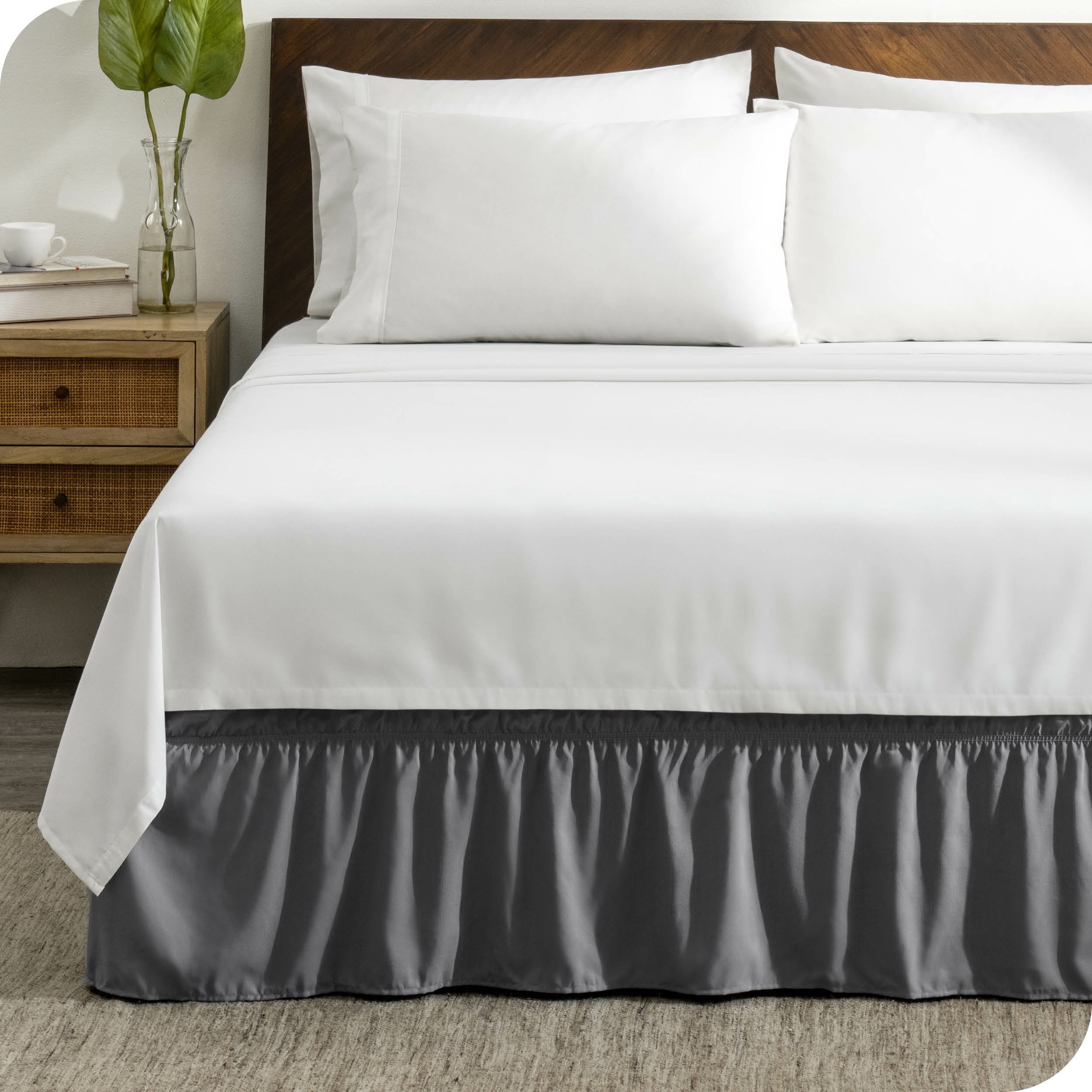 Gray bed skirt best sale