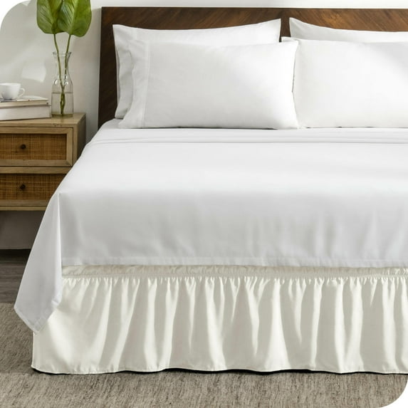 Bare Home Adjustable Wrap Around Bed Skirt Queen - Cream