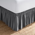 thumbnail image 1 of Bare Home Adjustable Wrap Around Bed Skirt - 15 Inch Drop - Easy Fit - Ruffle Pleats - Queen, Gray, 1 of 10