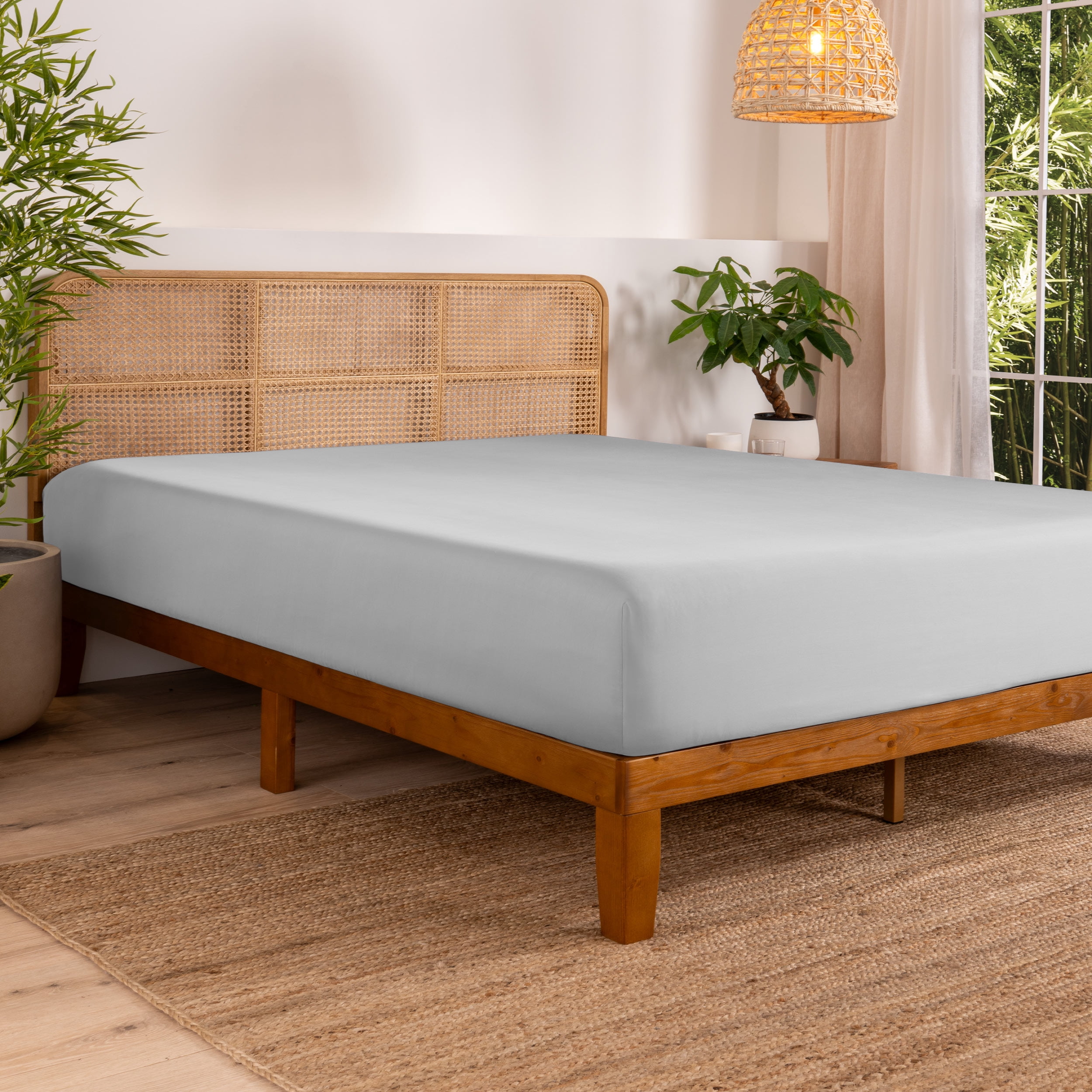 Bare Home Bamboo Fitted Sheet - Made from Rayon Fibers - Deep Pockets - Soft, Cooling & Breathable - Twin, Cloud Gray