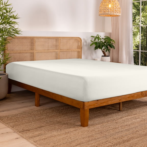 Bare Home Bamboo Fitted Sheet - Made from Rayon Fibers - Deep Pockets - Soft, Cooling & Breathable - Twin-XL, Cream