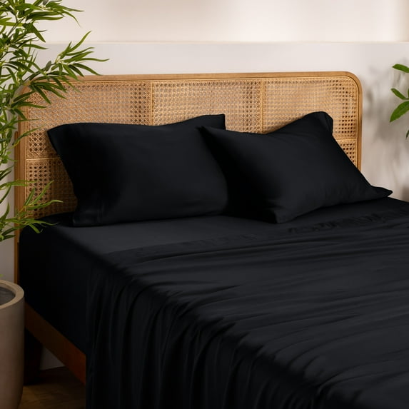 Bare Home Bamboo Pillowcases Set (2-pack) - Made from Rayon Fibers - Soft, Cooling & Breathable - Queen, Black
