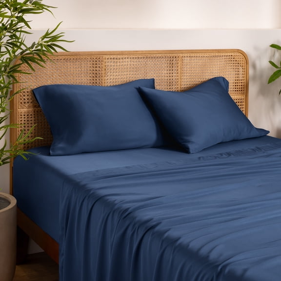 Bare Home Bamboo Pillowcases Set (2-pack) - Made from Rayon Fibers - Soft, Cooling & Breathable - Standard, Dark Blue