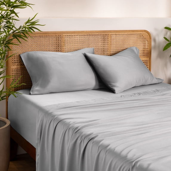 Bare Home Bamboo Pillowcases Set (2-pack) - Made from Rayon Fibers - Soft, Cooling & Breathable - Standard, Light Grey