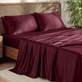 thumbnail image 1 of Bare Home Bamboo Sheet Set - Made from Rayon Fibers - Deep Pockets - 3 Piece - Twin, Burgundy, 1 of 9