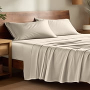 Bare Home Bamboo Sheet Set - Made from Rayon Fibers - Deep Pockets - 3 Piece - Twin, Sand