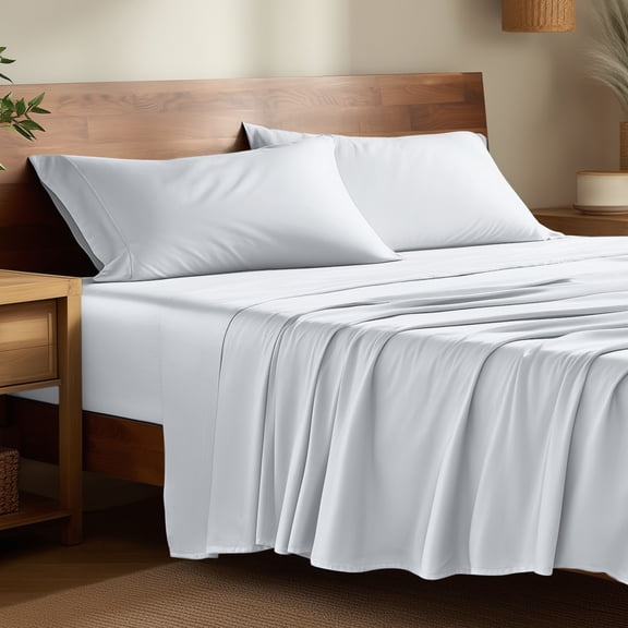 Bare Home Bamboo Sheet Set - Made from Rayon Fibers - Deep Pockets - 3 Piece - Twin, White