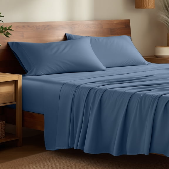 Bare Home Bamboo Sheet Set - Made from Rayon Fibers - Deep Pockets - 3 Piece - Twin XL, Coronet Blue