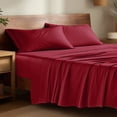 thumbnail image 1 of Bare Home Bamboo Sheet Set - Made from Rayon Fibers - Deep Pockets - 3 Piece - Twin XL, Red, 1 of 10