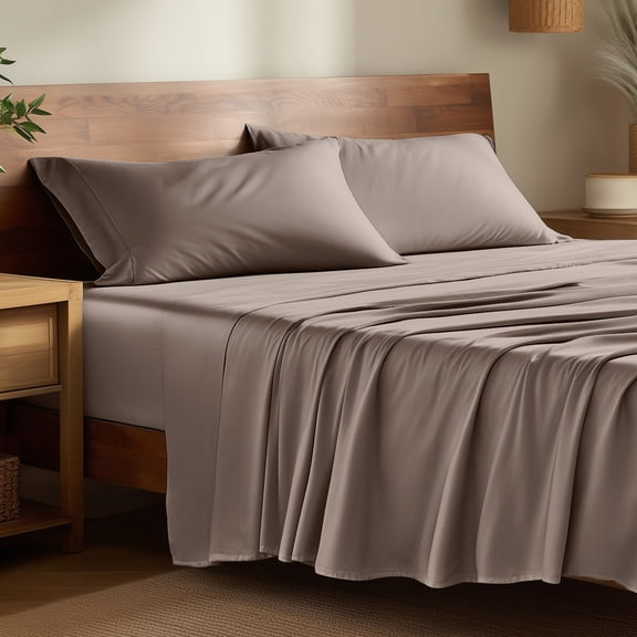 Bare Home Bamboo Sheet Set - Made from Rayon Fibers - Deep Pockets - 3 Piece - Twin XL, Taupe