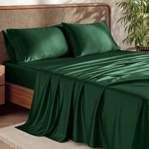 Bare Home Bamboo Sheet Set - Made from Rayon Fibers - Deep Pockets - 4 Piece - Full, Forest Green