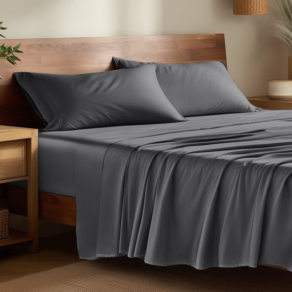 Bare Home Bamboo Sheet Set - Made from Rayon Fibers - Deep Pockets - 4 Piece - King, Gray