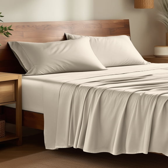 Bare Home Bamboo Sheet Set - Made from Rayon Fibers - Deep Pockets - 4 Piece - King, Sand