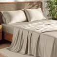 thumbnail image 1 of Bare Home Bamboo Sheet Set - Made from Rayon Fibers - Deep Pockets - 4 Piece - King, Sand, 1 of 10