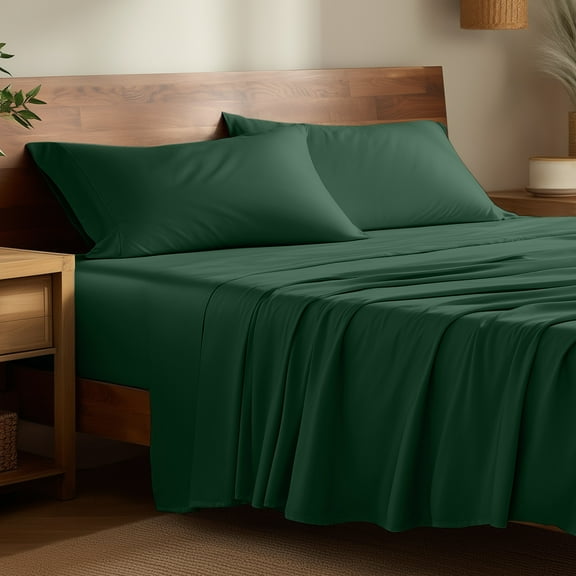 Bare Home Bamboo Sheet Set - Made from Rayon Fibers - Deep Pockets - 4 Piece - Queen, Forest Green