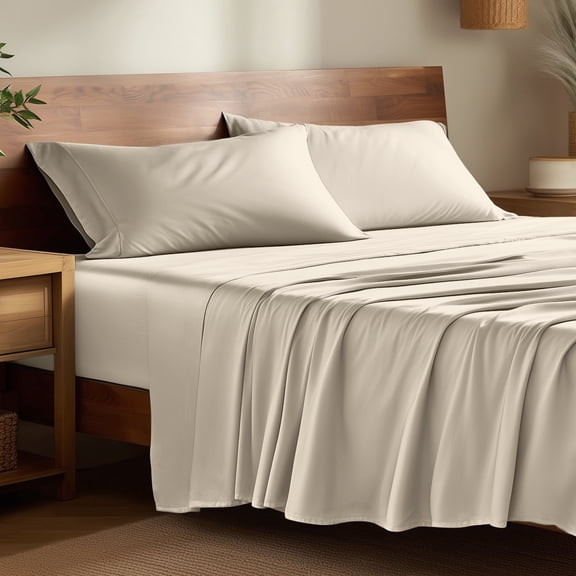 Bare Home Bamboo Sheet Set - Made from Rayon Fibers - Deep Pockets - 4 Piece - Queen, Sand