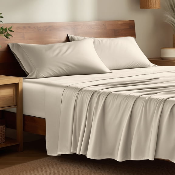 Bare Home Bamboo Sheet Set - Made from Rayon Fibers - Deep Pockets - 4 Piece - Queen, Sand