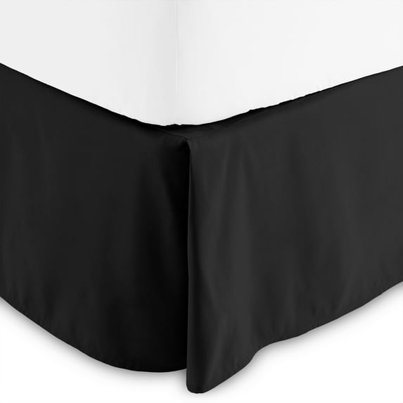 Bare Home Bed Skirt Double Brushed Premium Microfiber, 15-Inch Tailored Drop Pleated Dust Ruffle, 1800 Ultra-Soft, Shrink and Fade Resistant (King, Black)