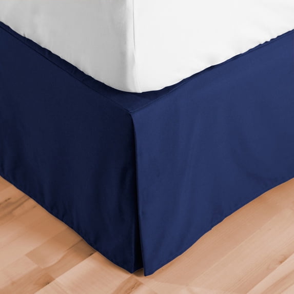 Bare Home Bed Skirt Double Brushed Premium Microfiber, 15-Inch Tailored Drop Pleated Dust Ruffle, 1800 Ultra-Soft, Shrink and Fade Resistant (Queen, Dark Blue)